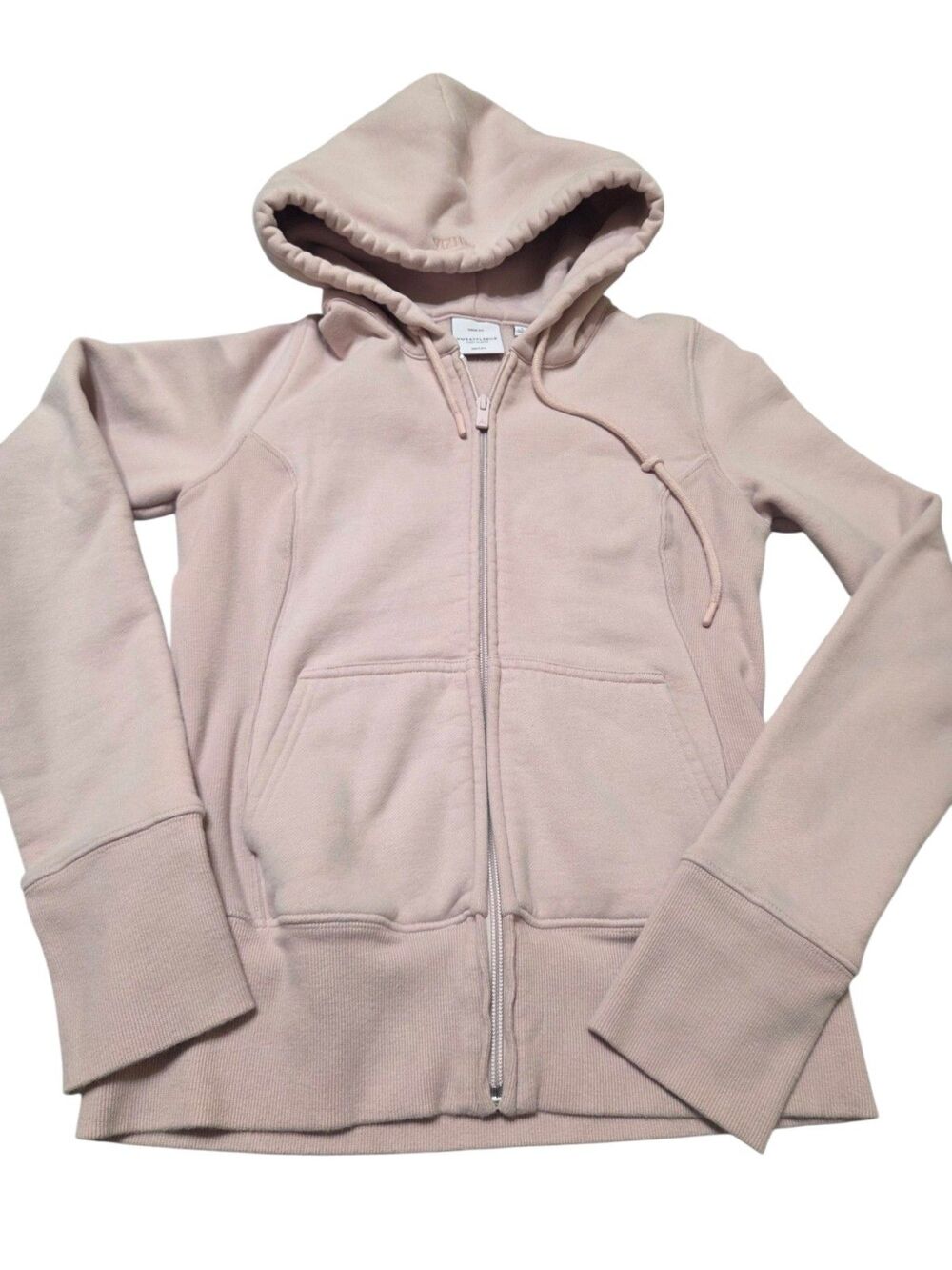 Aritzia Sweatfleece Cozy Fleece Snug Fit Zip Hoodie Bow Pink Women's S F14.5